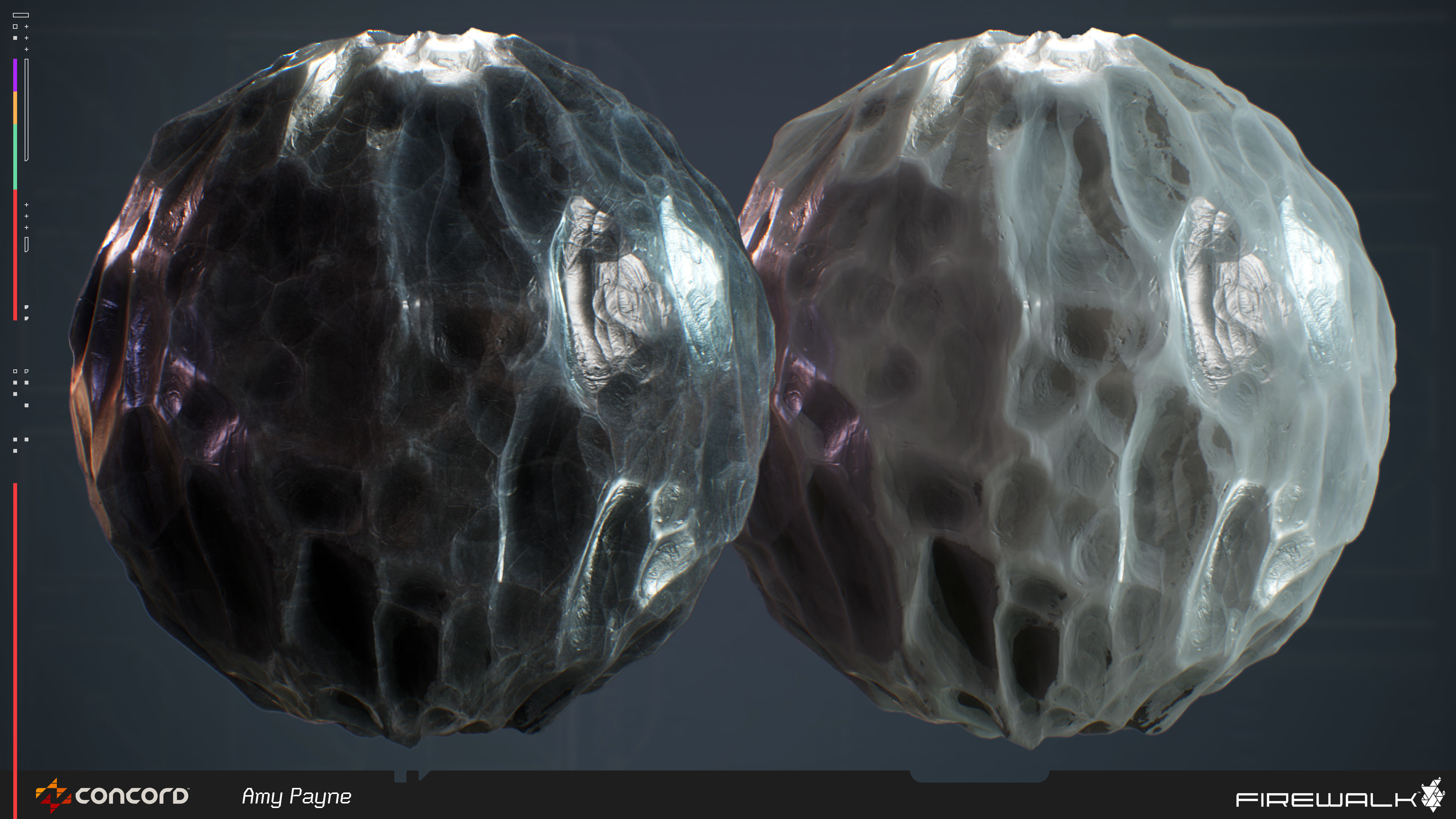 Original explorations for Star Chamber had the crystals more as Obsidian. I created the following three obsidian materials that then got spun off into our Crystal graphs.