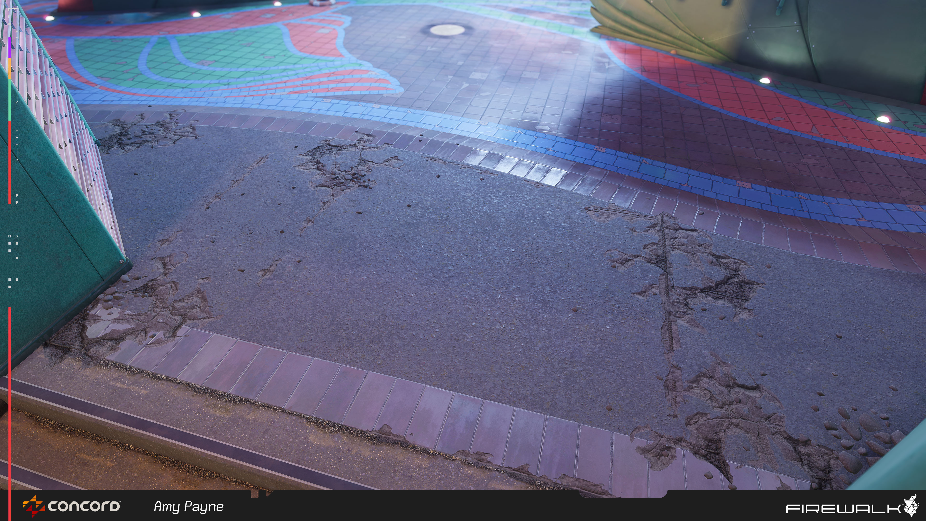 A view of in level use of the concrete damage decals.