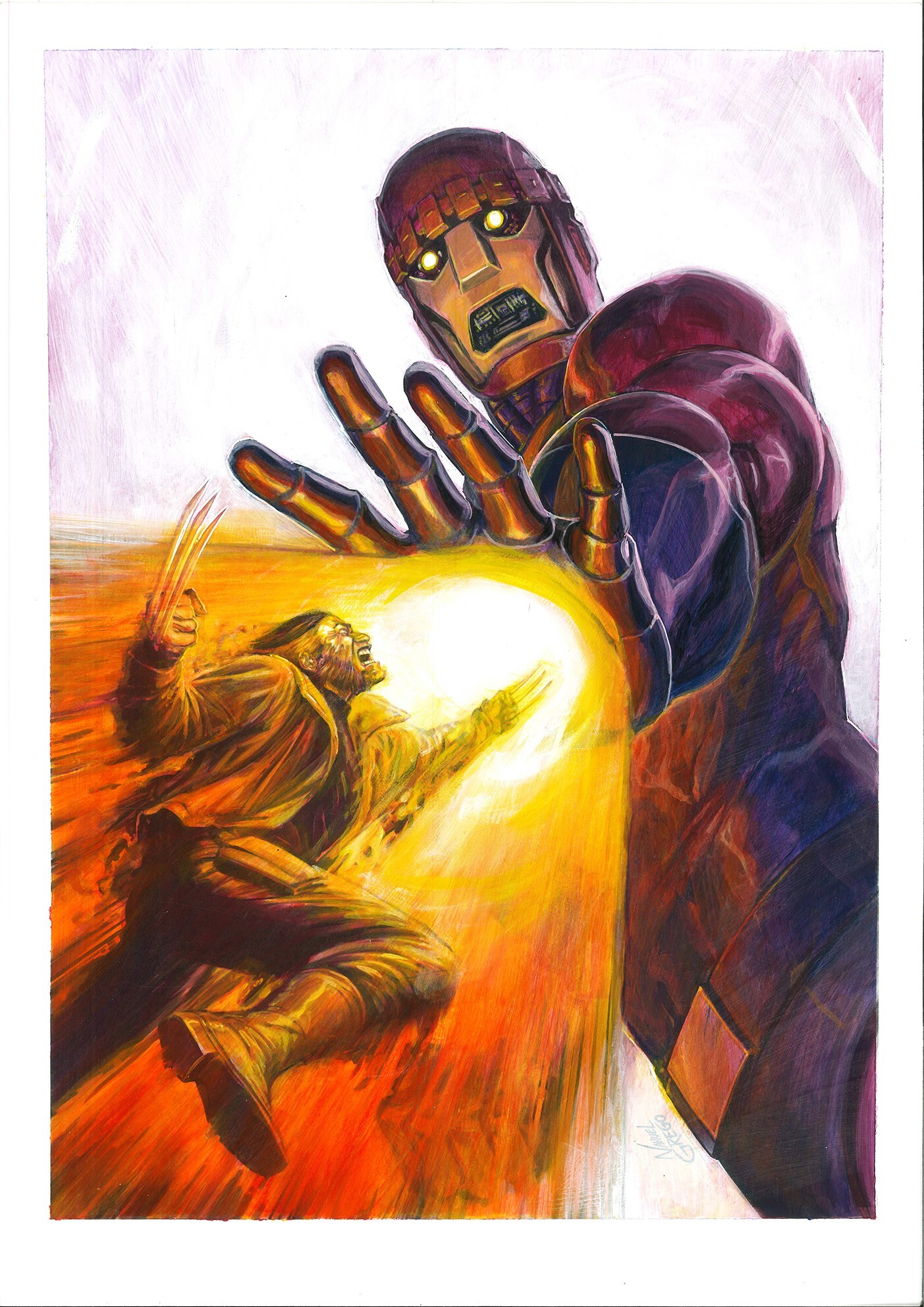 ArtStation - Wolverine is burned by the Sentinel, image size:1403x1984