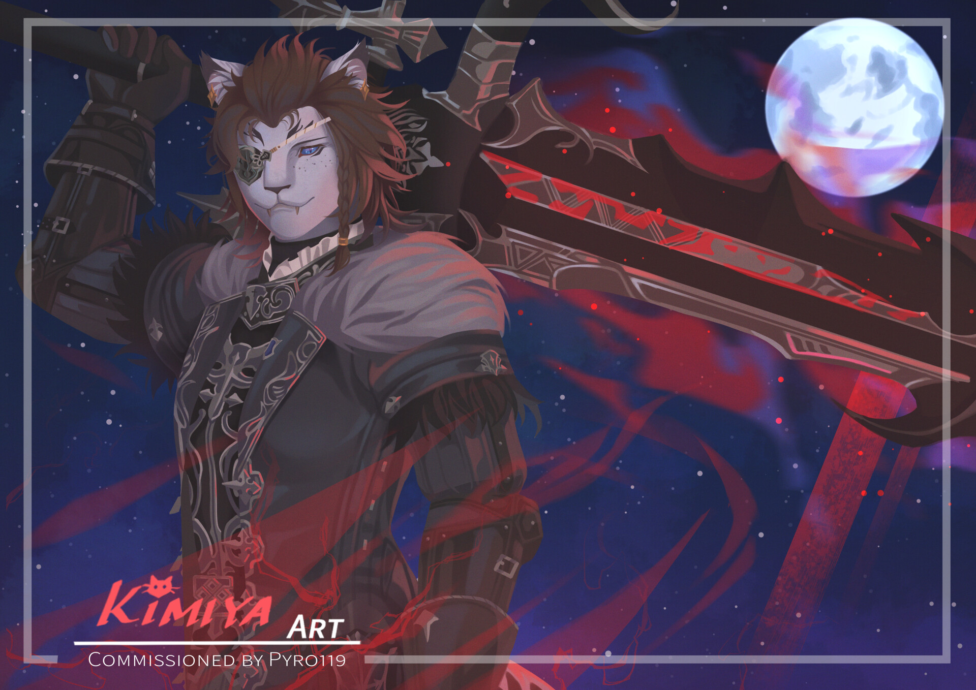 ArtStation FFXIV A knight under a moonlit sky