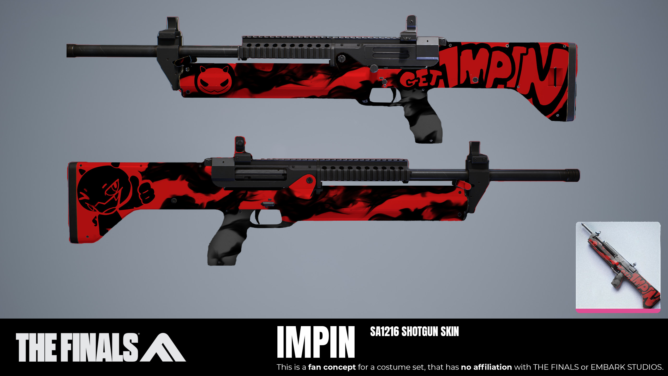 Weapon: Infernal Razer (SA1216)
Description: Let your enemies see your unholy power with this weapon skin.

(Pretty straightforward, just used a mask in Photoshop and drew over it)