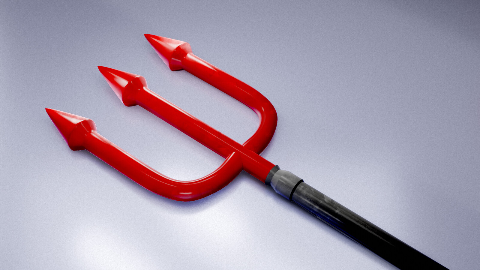 The pitchfork was comparatively way more simple. I just modeled a simple pitchfork and relied on different render/material combos to mix and match for the render. 