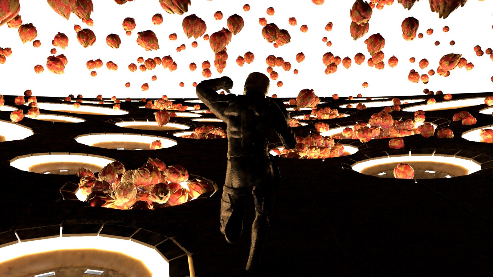 One of the many lighting and utility passes, here showing the fruit collectors.