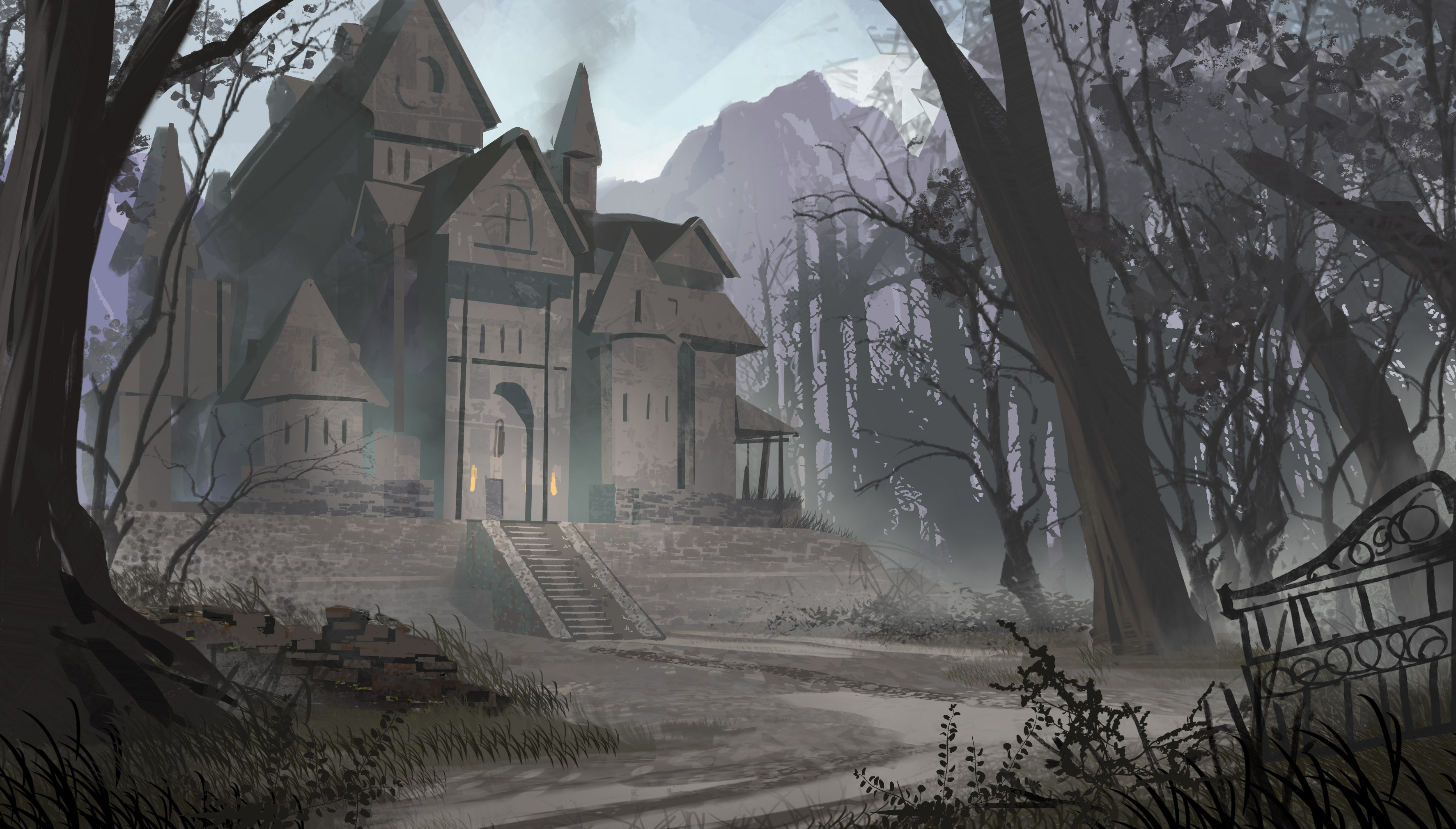 Sketch showing the approach to Sevil Manor.