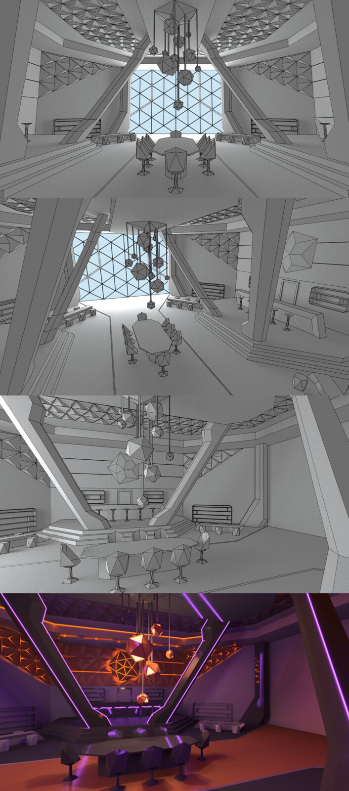 Cyberpunk Meeting Room 3D Sketch