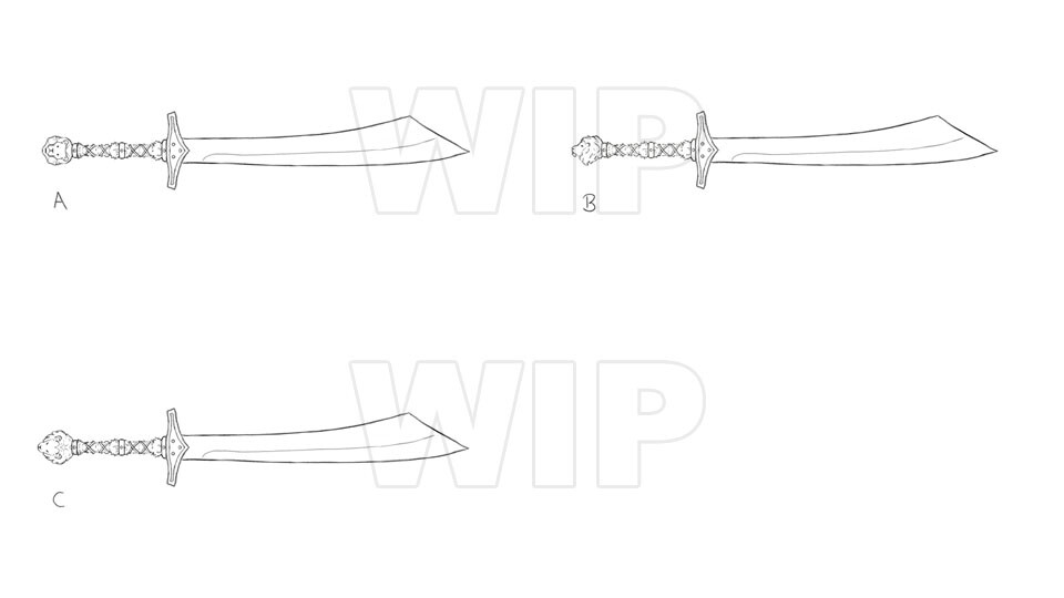 sketch with variations on the pommel