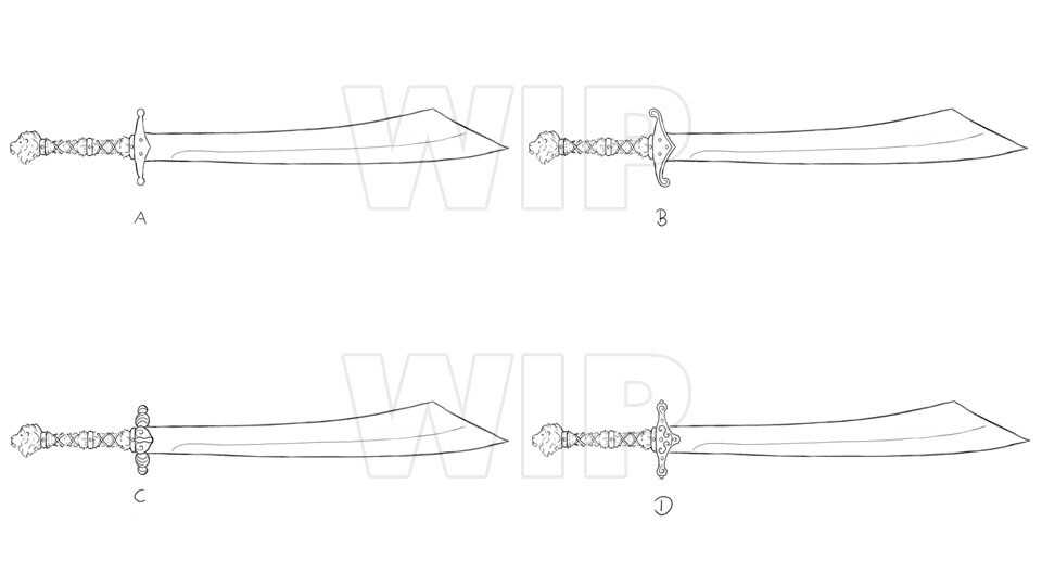 sketch with variations on the hilt
