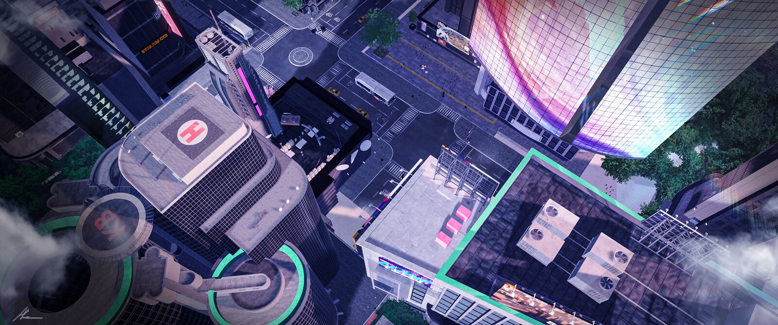 The Waking World - Modern Cityscape - Rooftop design