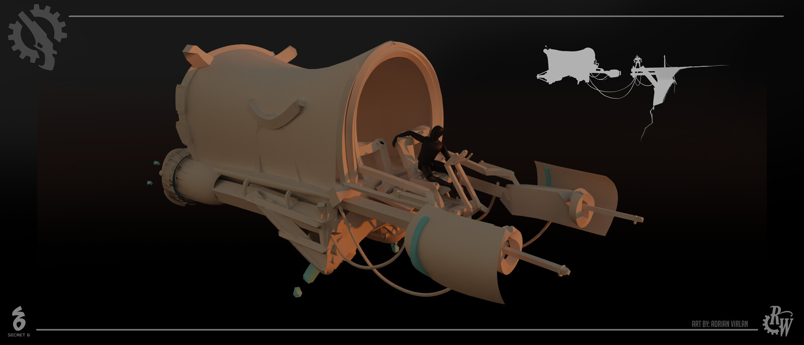 Wagon sketch I did in 3D while exploring the rough idea.