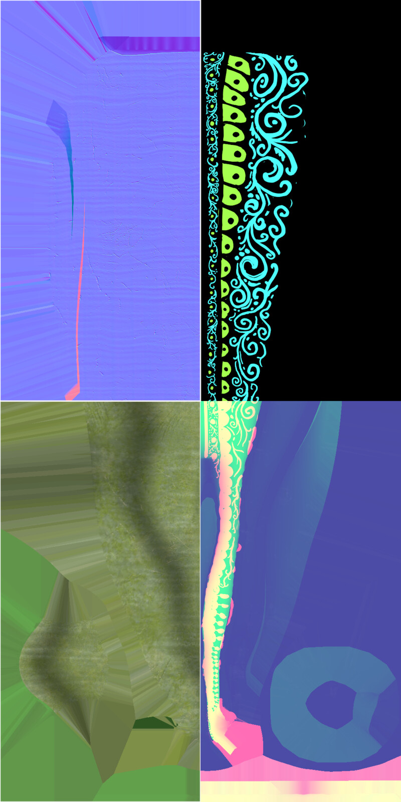 Final textures (Normal, Emissive, Albedo, MAOHS)