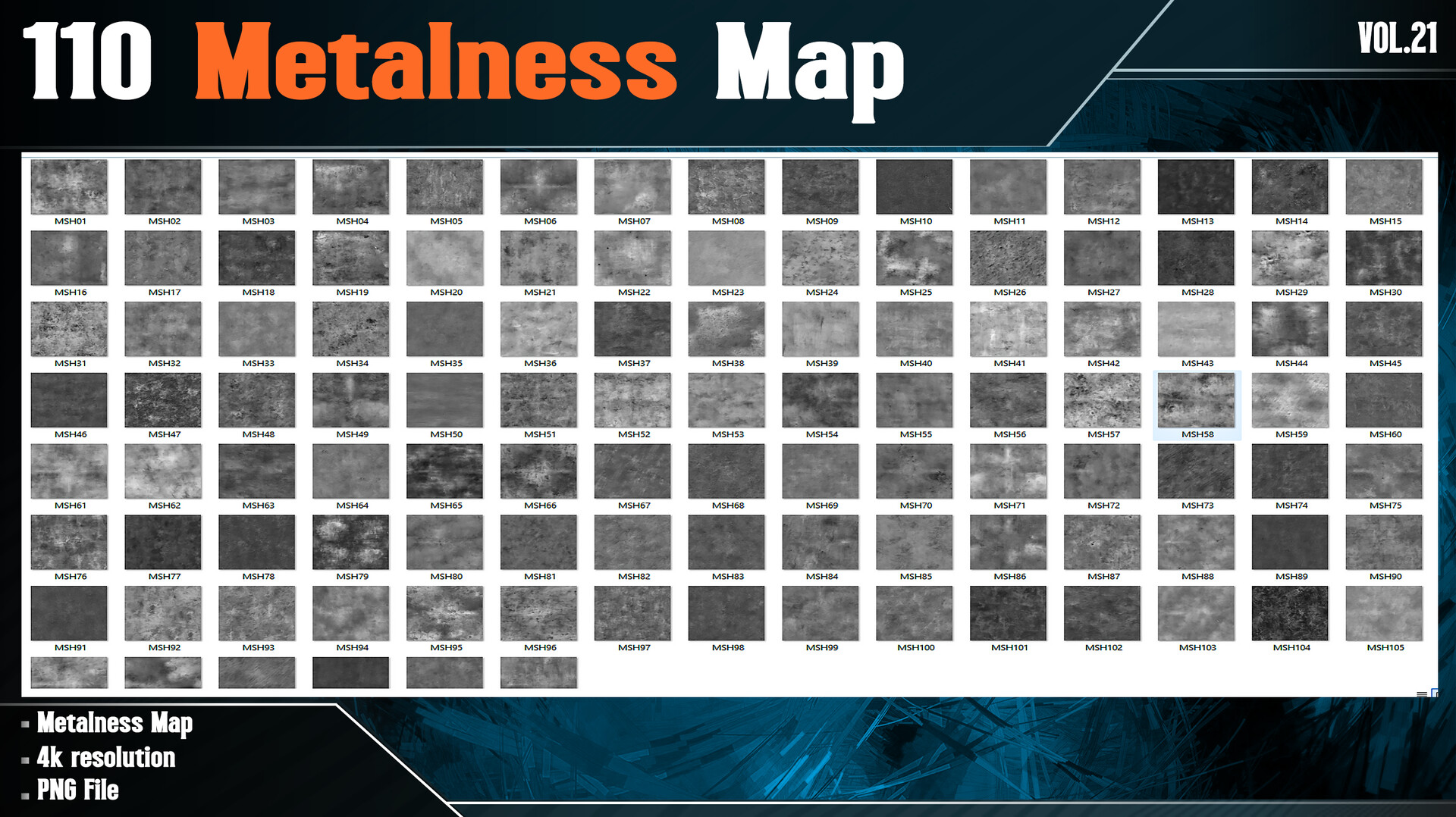 mehdi shahraki - 110 Metalness Map - Vol.21 ( 4K PNG )