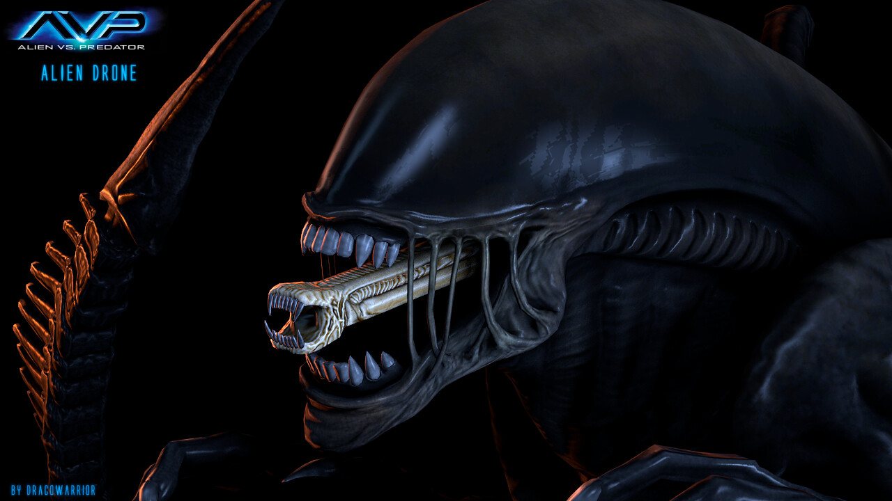 ArtStation - Alien vs Predator 2004 : Alien Drone 3D model recreation, image size:1280x720