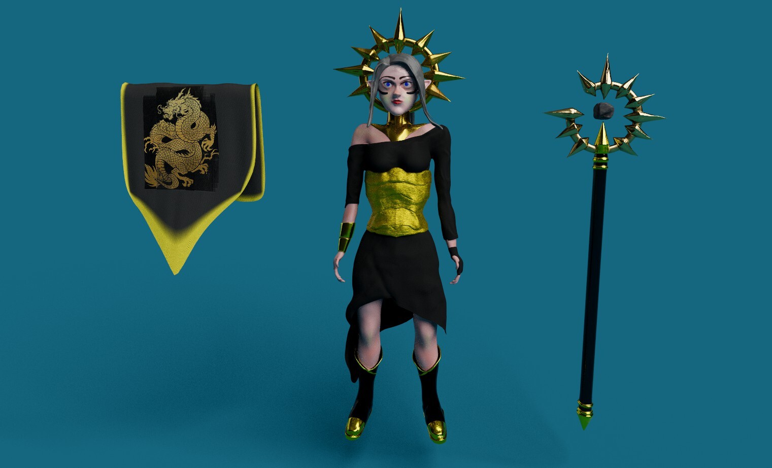 A-Pose Render (Seperated Props)