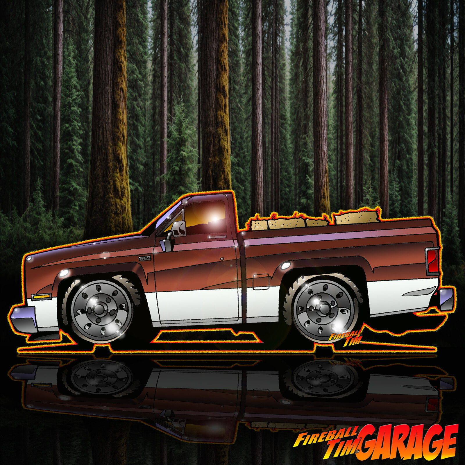 GMC Sierra Pickup Automotive Pop Culture Concept Art by Fireball Tim Garage