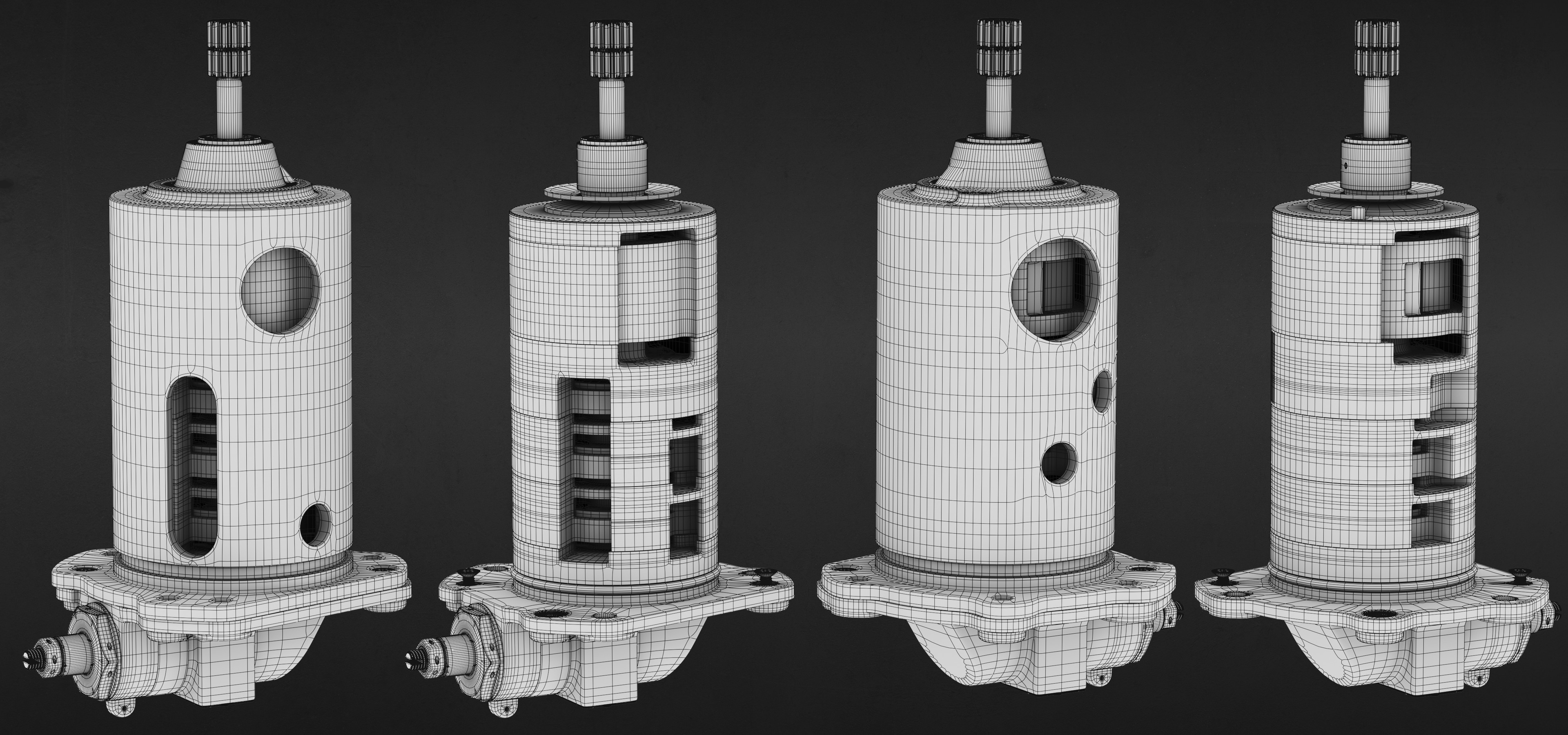Wireframe of full assembly.