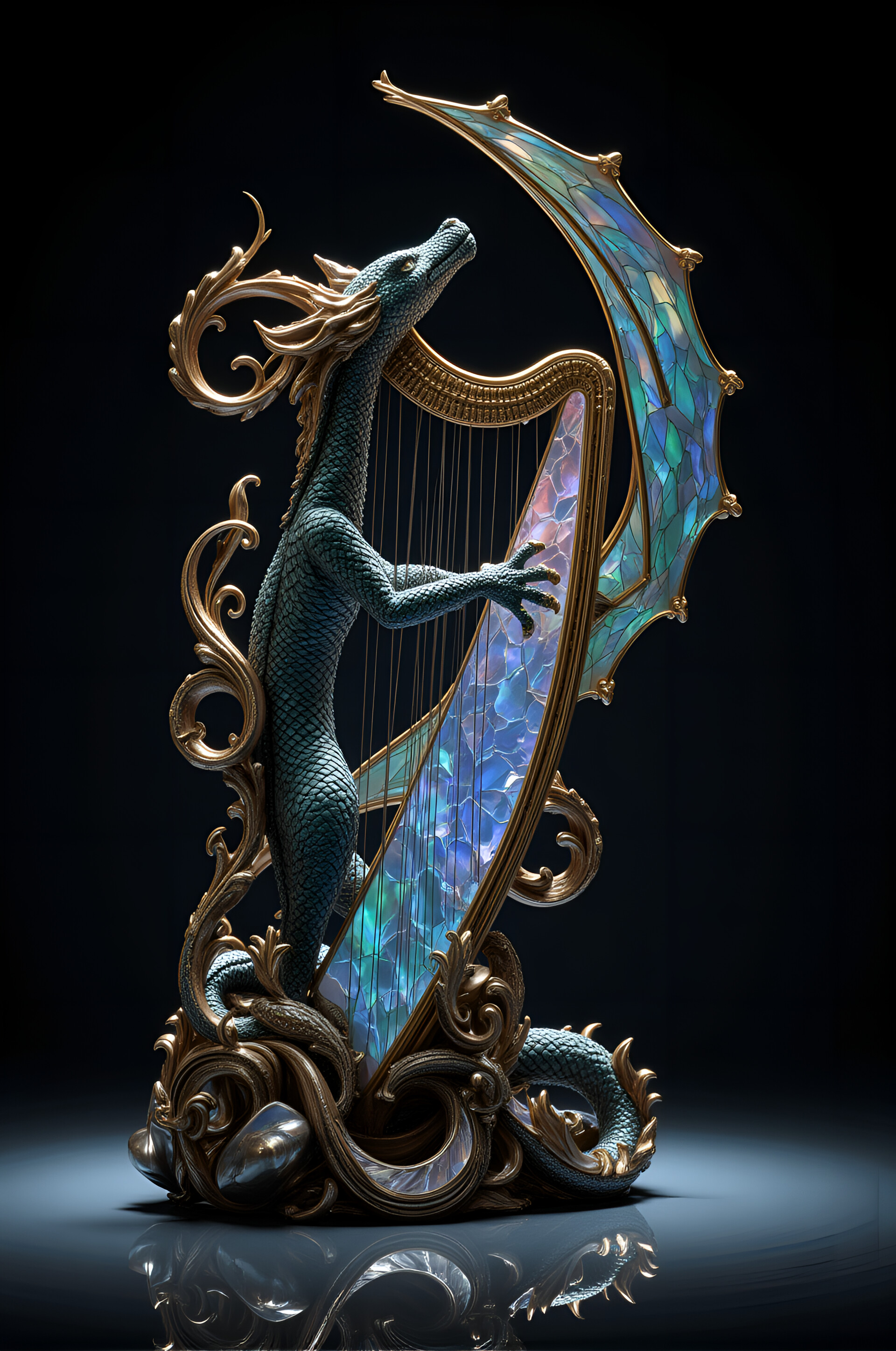 Brecht Corbeel Dragon harp new Realism