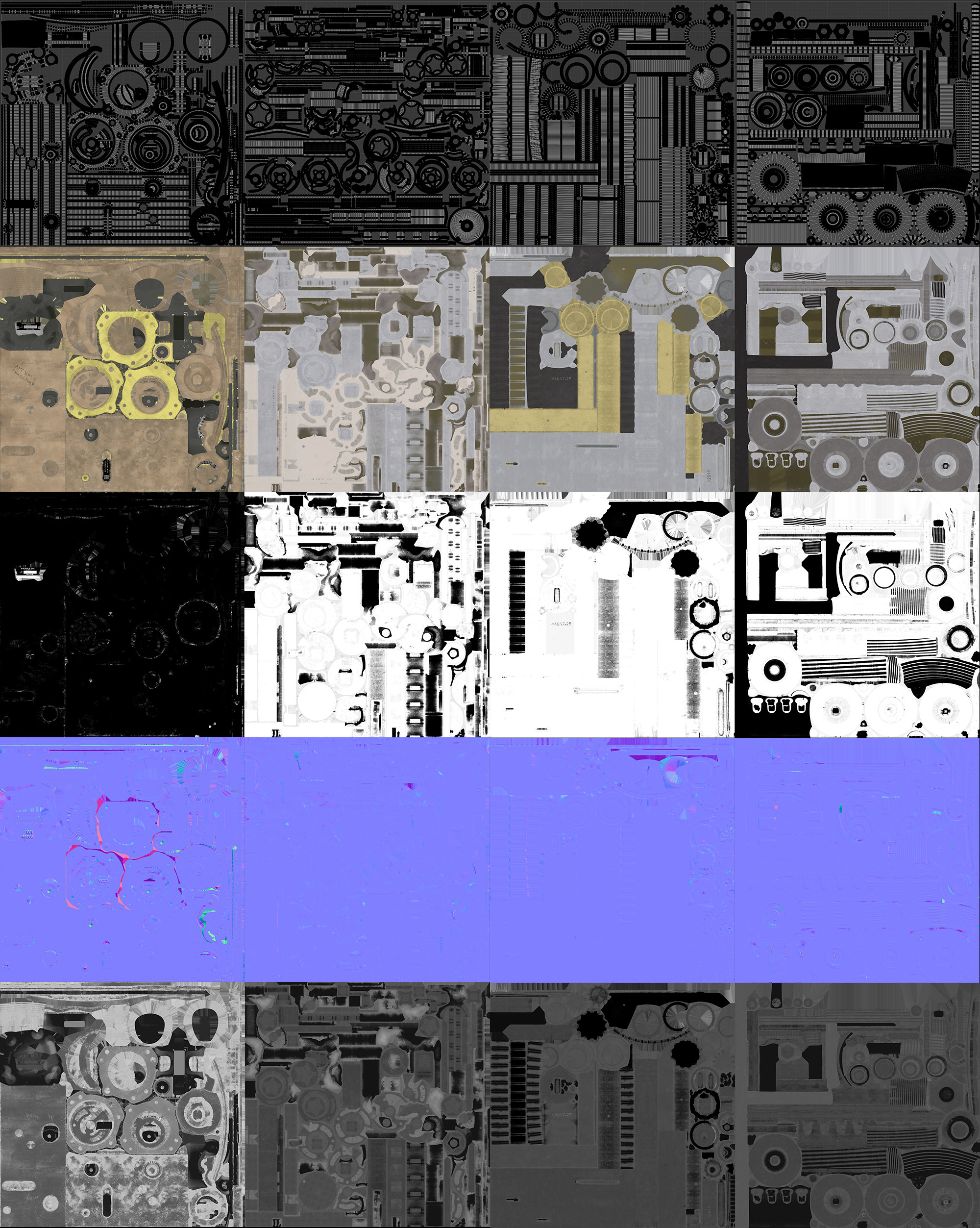 Texture sets and UV Map Layout.
UV &gt; Diffuse &gt; Metallic &gt; Normal &gt; Roughness. (2048x2048)