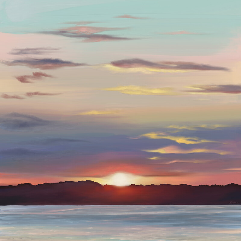 Sunset on Castle Hill - Digital Painting Landscape