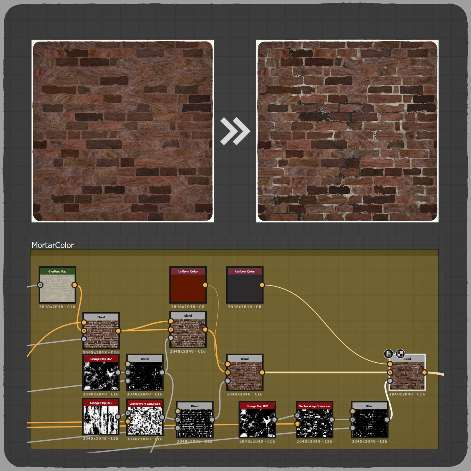 Here, I added the colors I created for the mortar.
