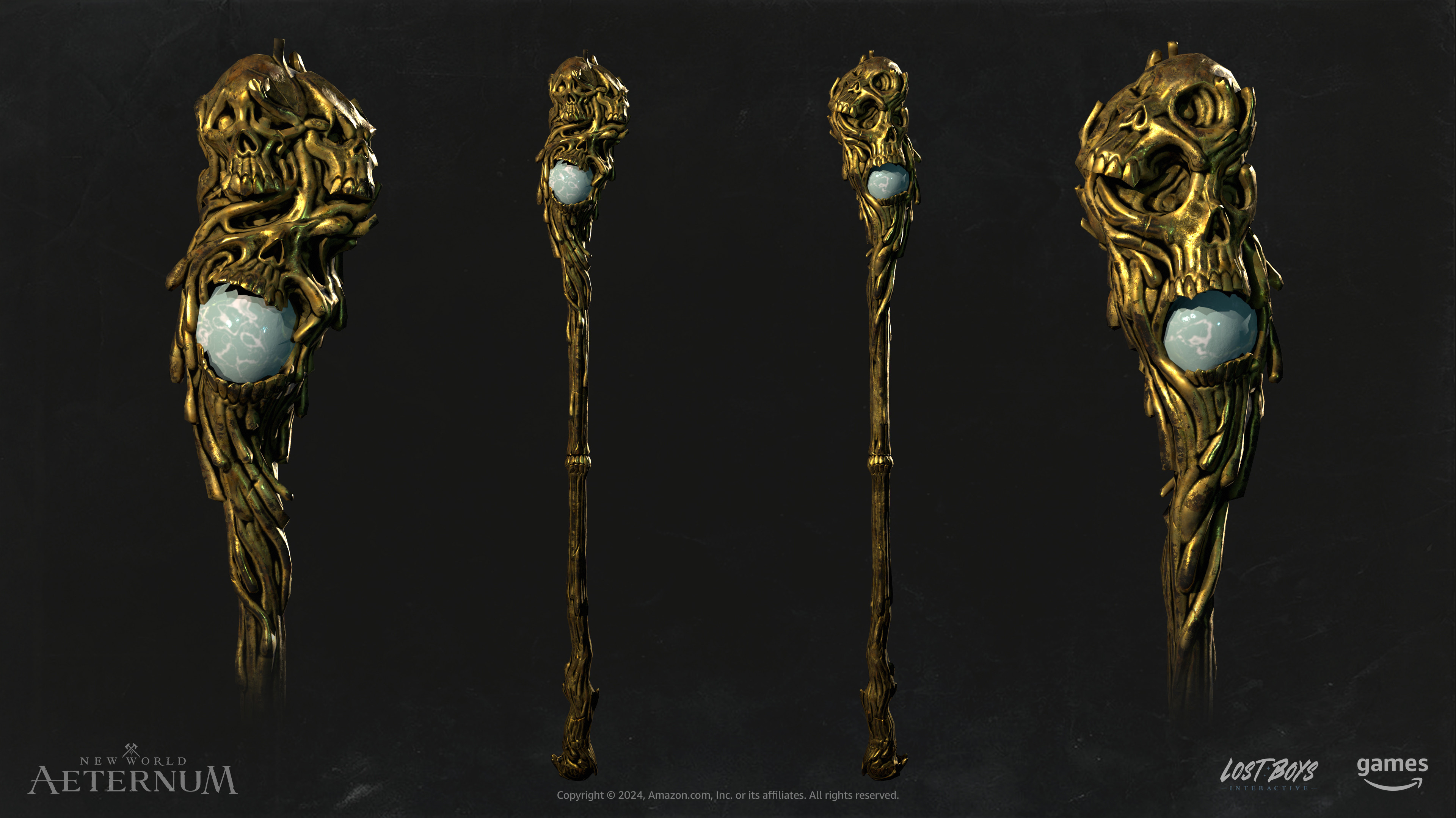 Gold Cursed Life Staff low poly