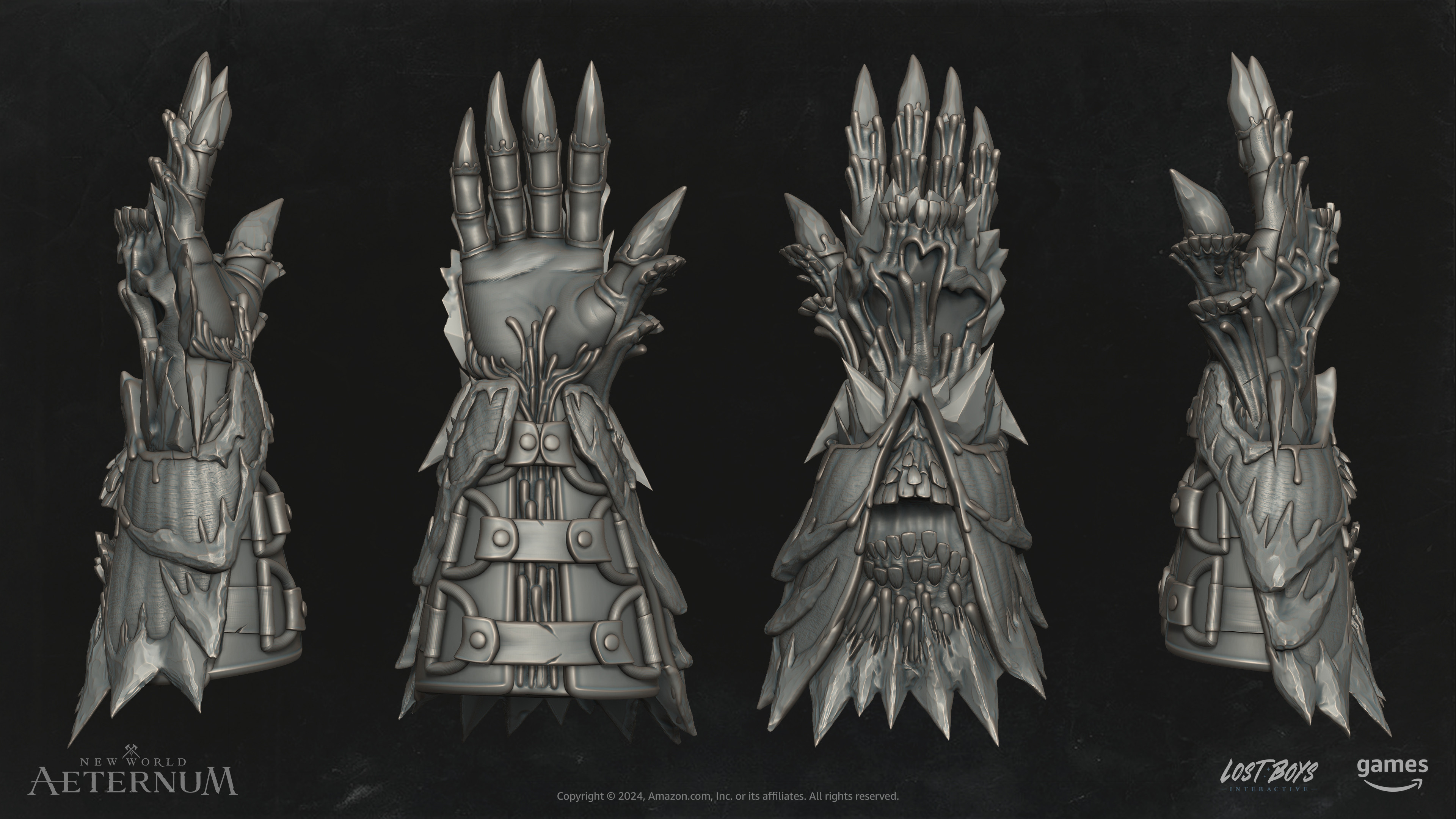 Gold Cursed Ice Gauntlet high poly - gauntlet turnarounds