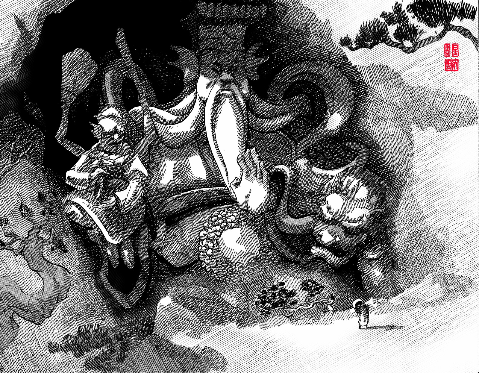 Shen Hai and his two disciples 