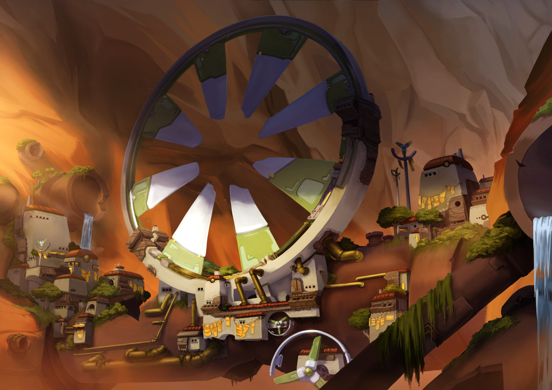 ArtStation - Solarpunk - Village of the Wind