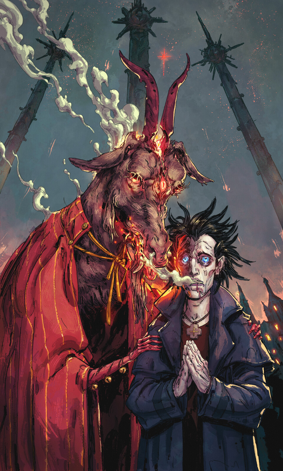 Red Cardinal and the Crow