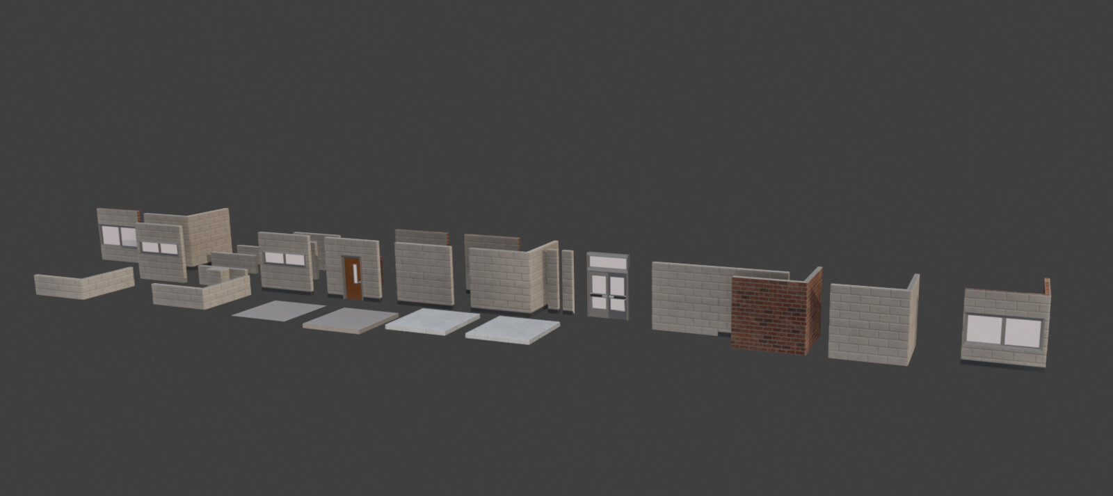These are the modular assets that make up most of the build. They were modeled in Blender and textured in Substance Painter. Each piece is designed to able to seamlessly snap to one another.