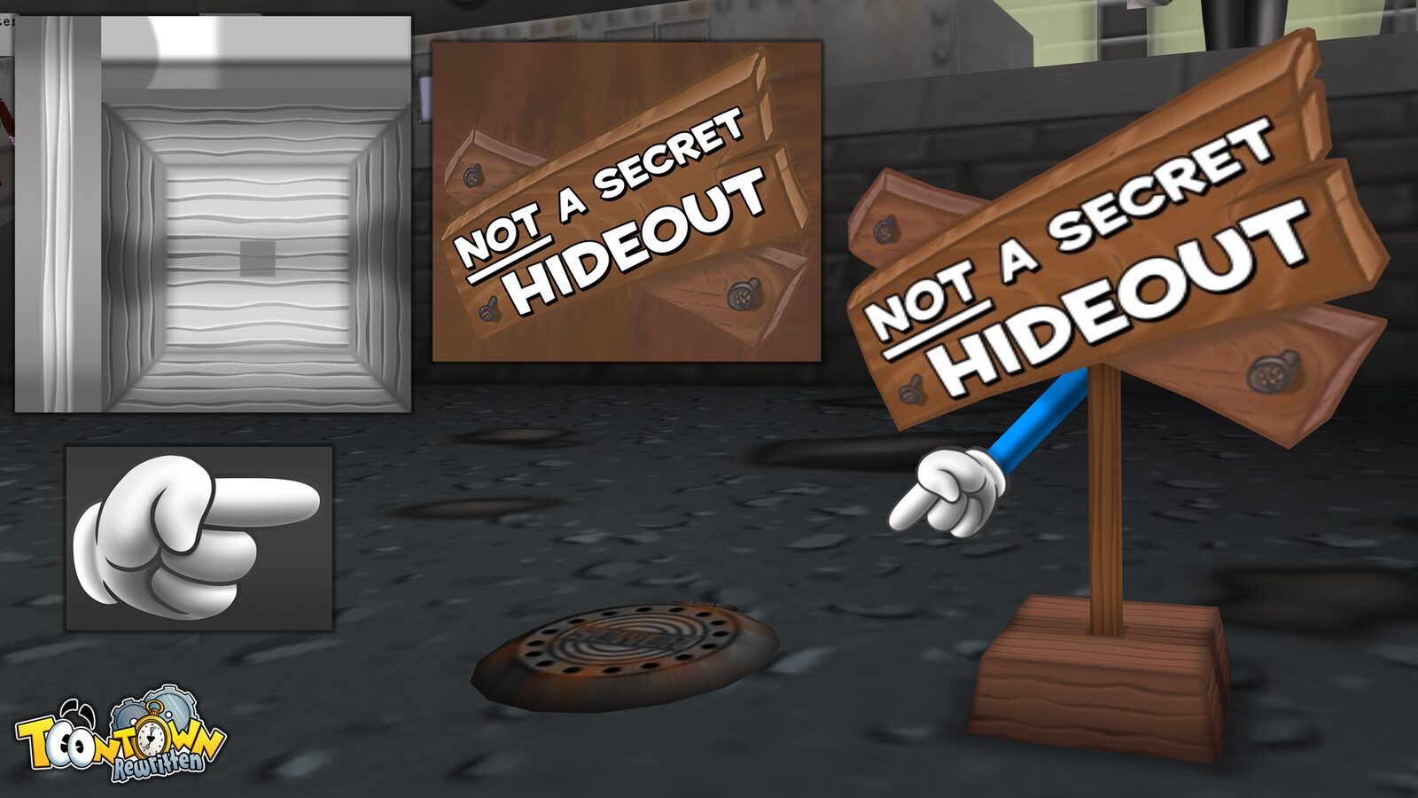 Hideout Entrance Sign
