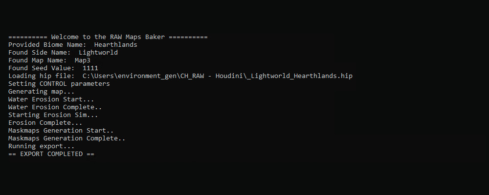 The maps are generated and exported on a Houdini Server.