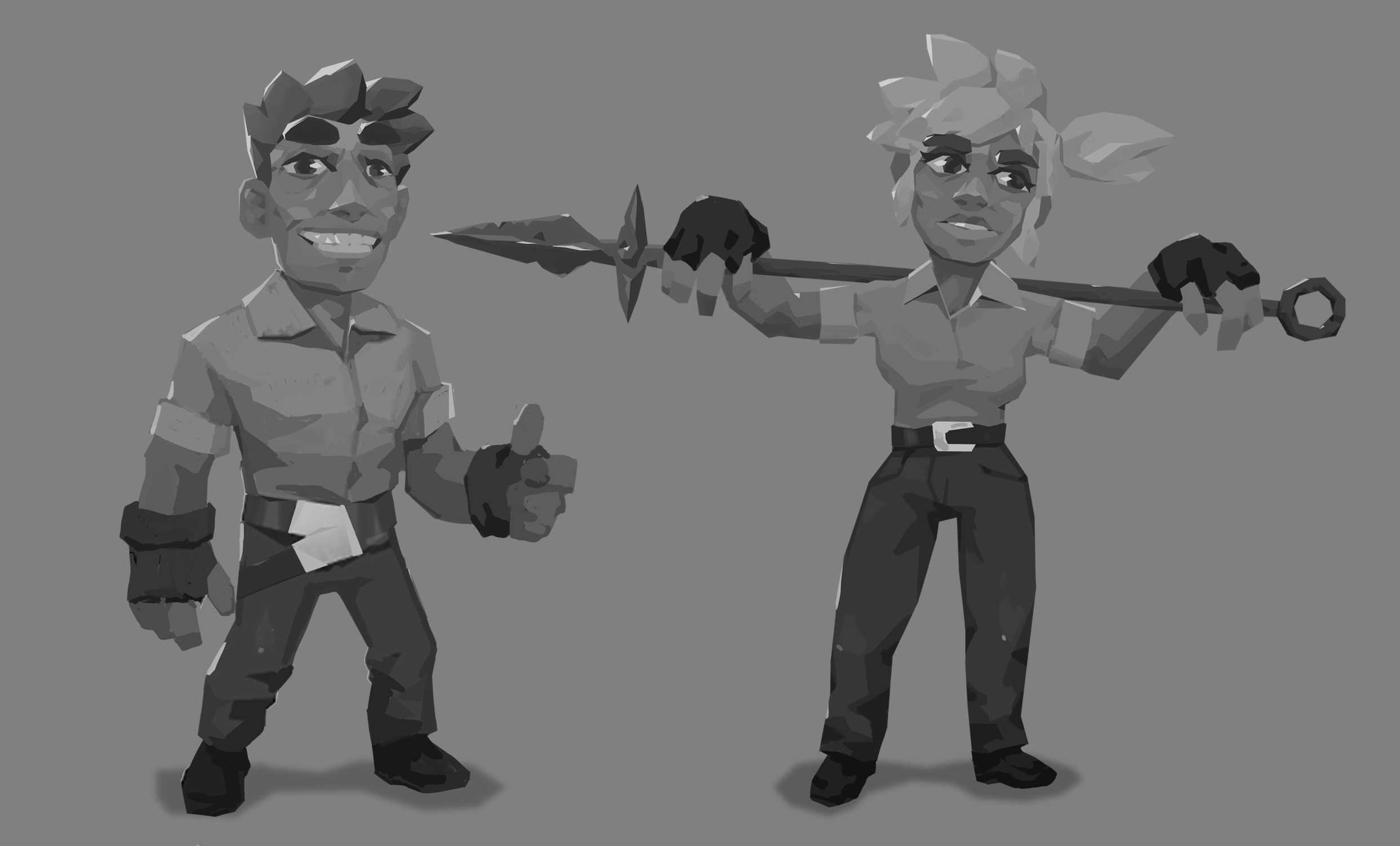 Some character sketches from an early non-pixel version