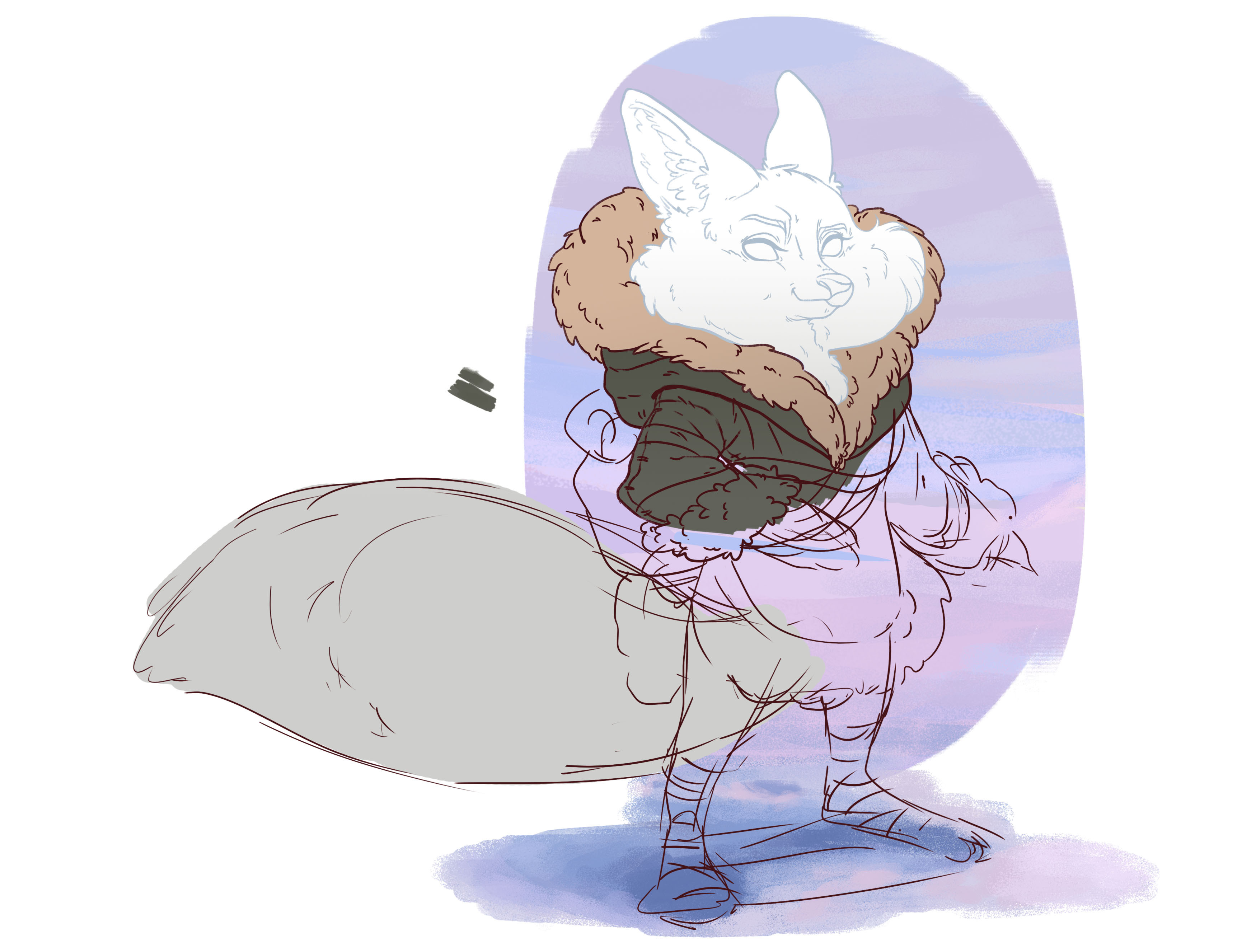 More sketching out, and a background block-in.