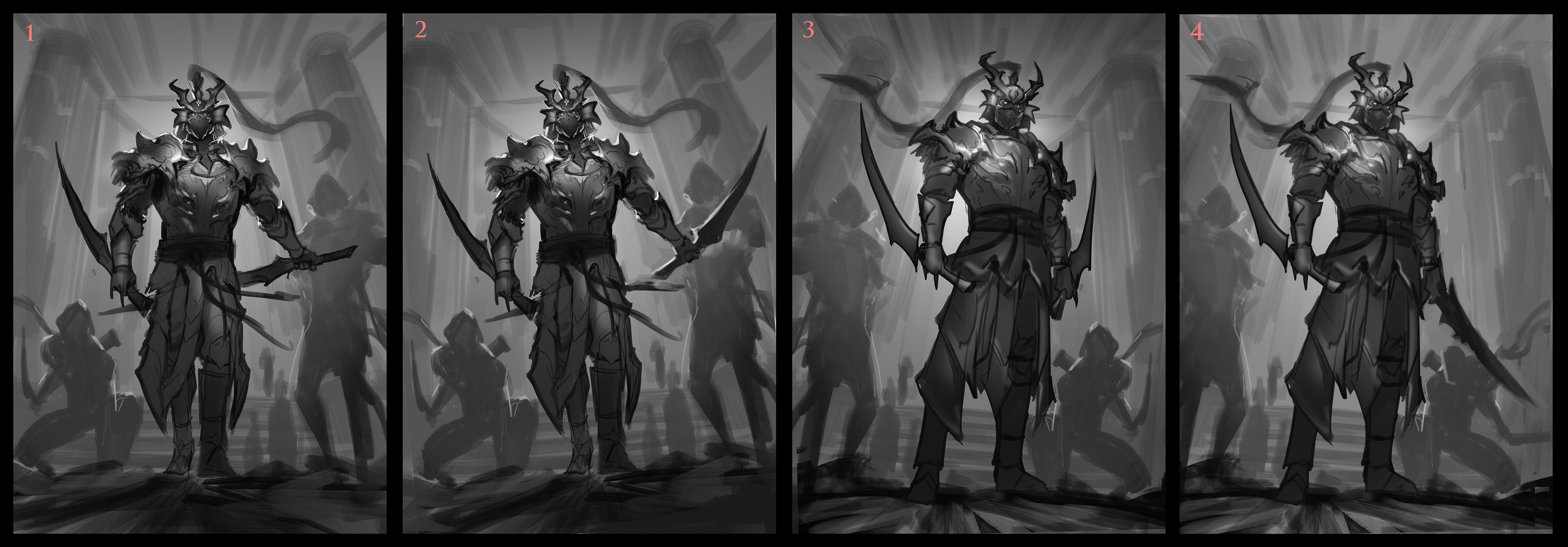 Thumbnails before the concept art was finalized.