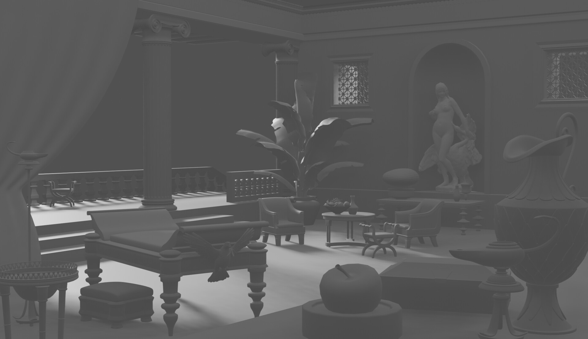 ArtStation - Roman Villa Room, image size:1920x1109