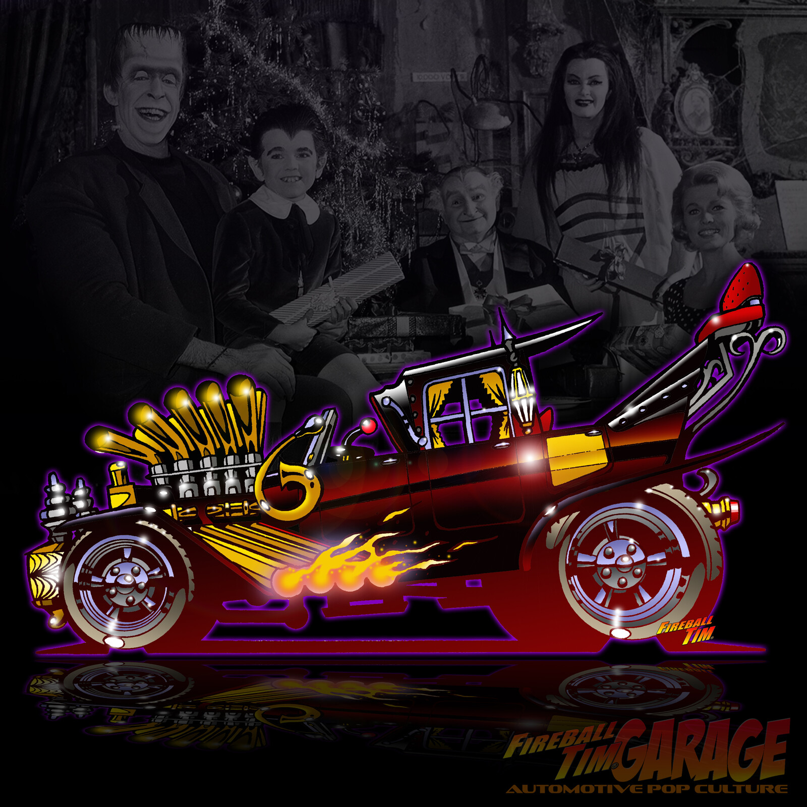 Munsters Automotive Pop Culture Car Art by Fireball Tim Garage