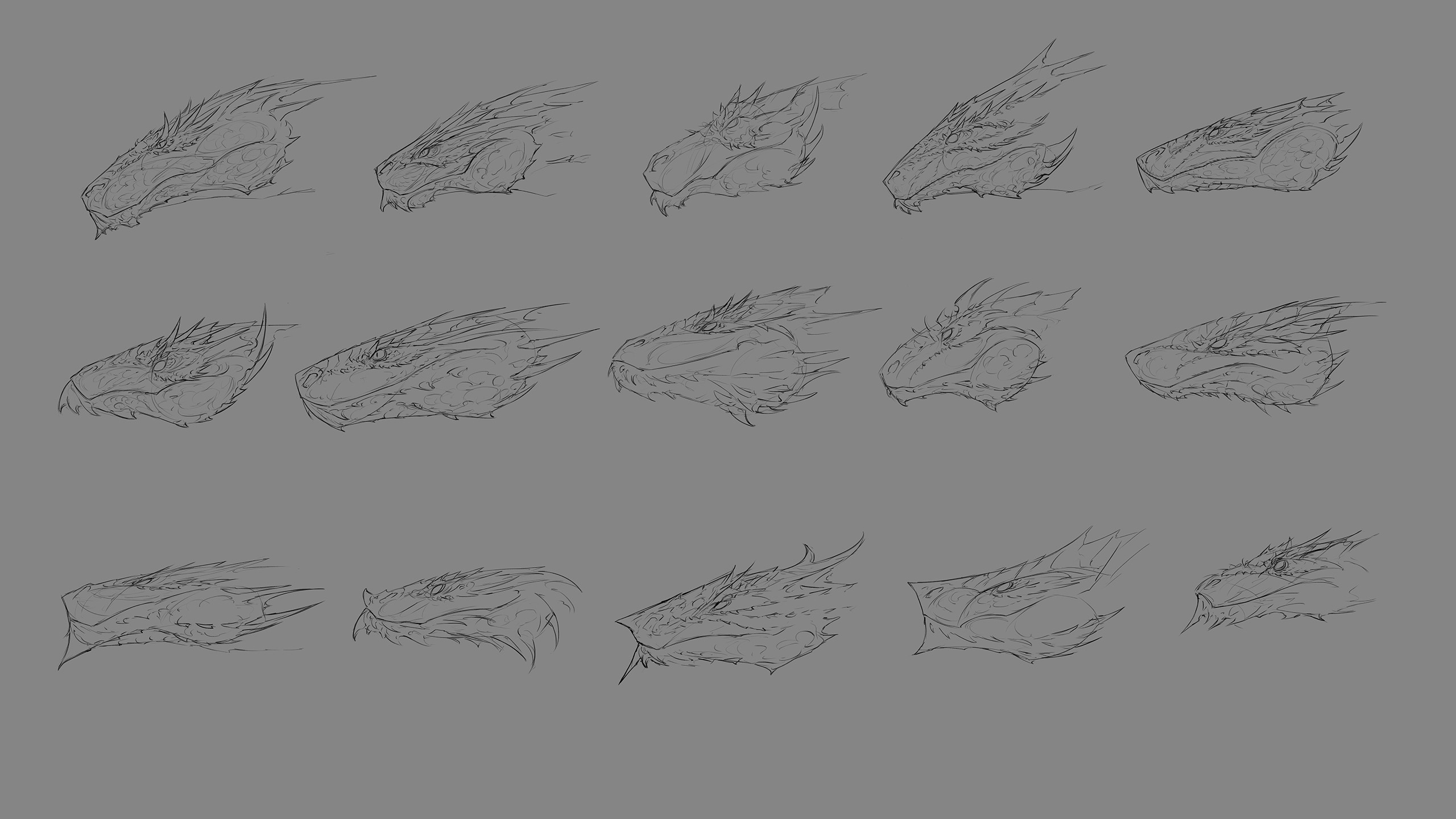 Head side profile sketches