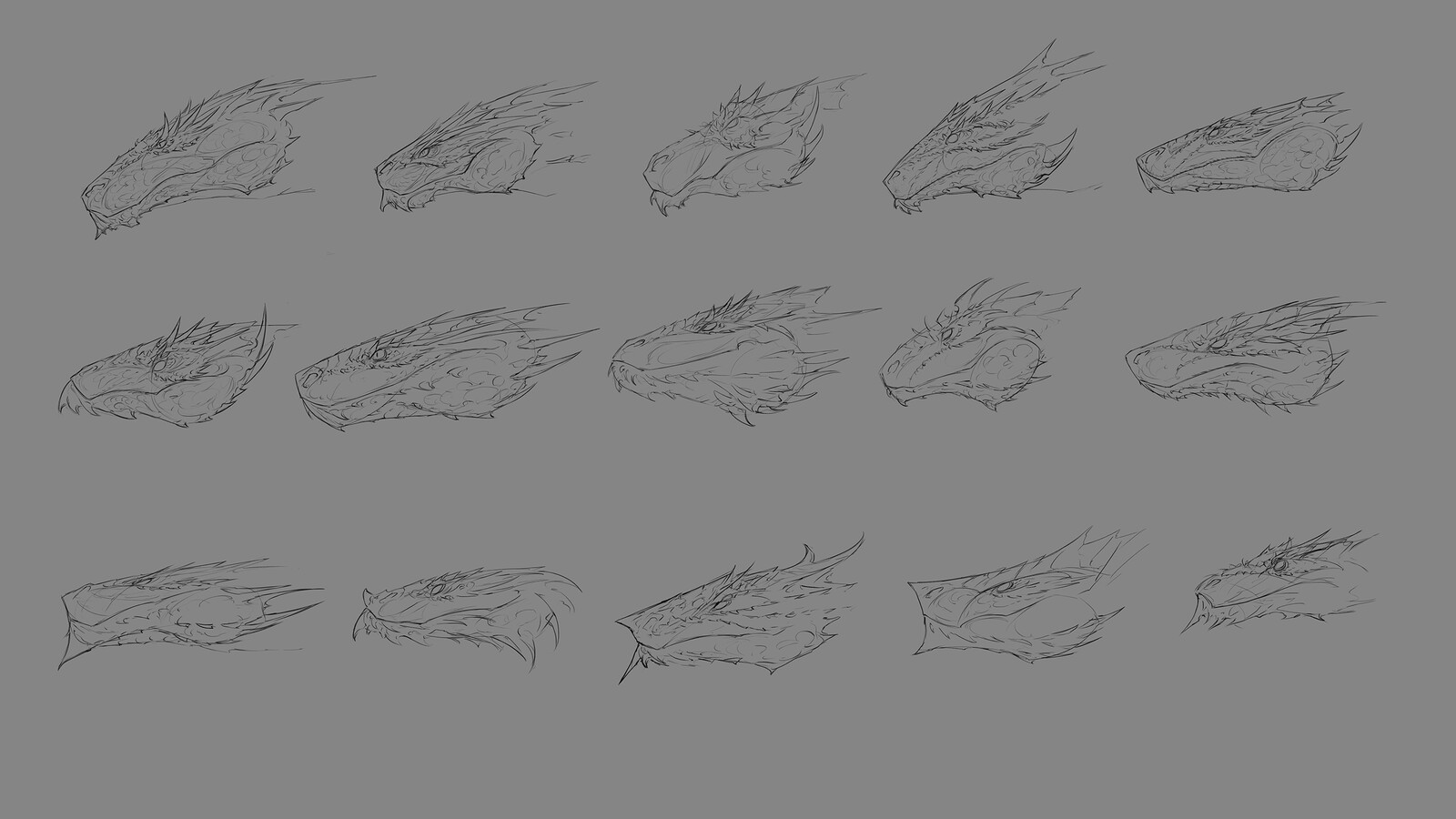 Head side profile sketches