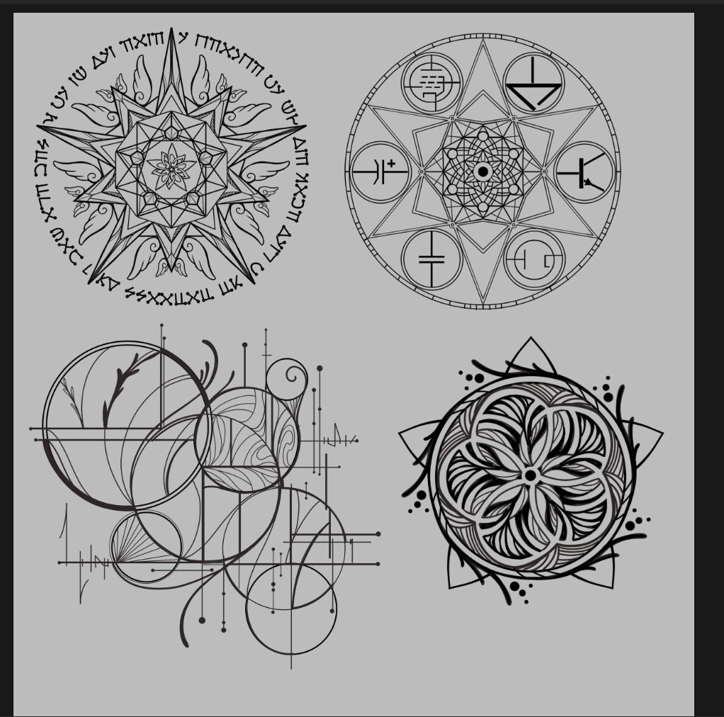 Spell circles for the floor and various books.
