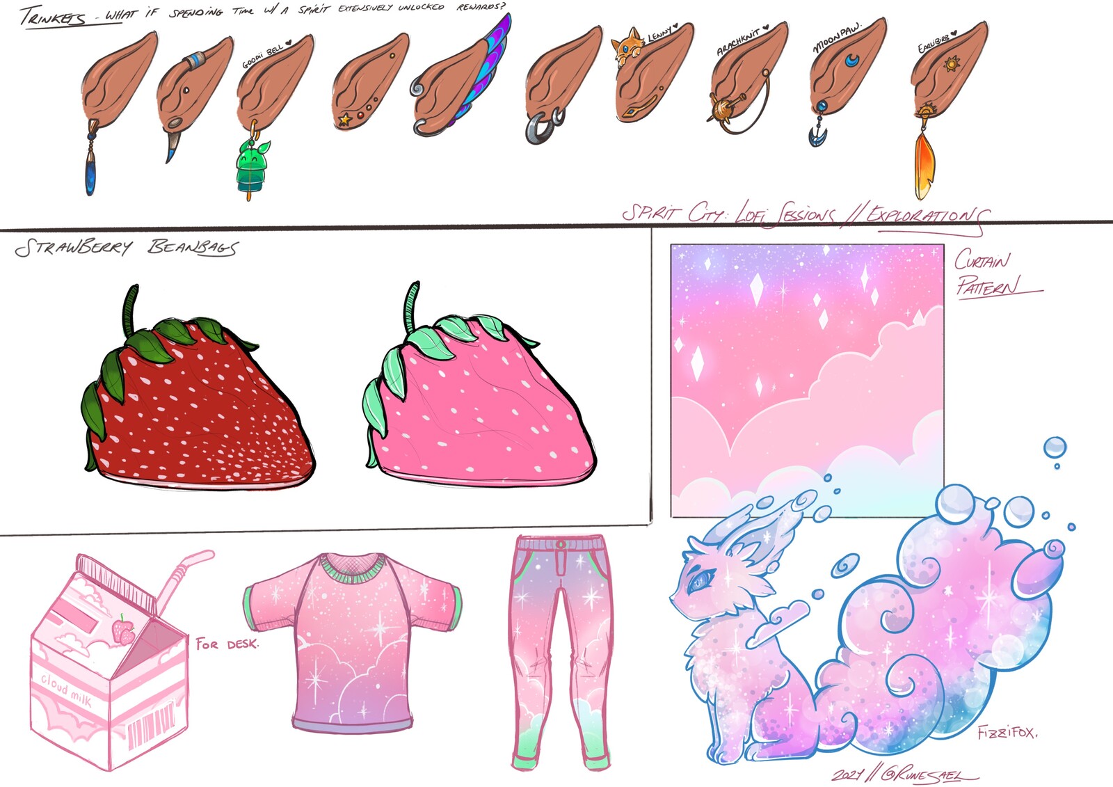 I liked the idea of earrings for individual spirits, though this didn't end up in the game. 