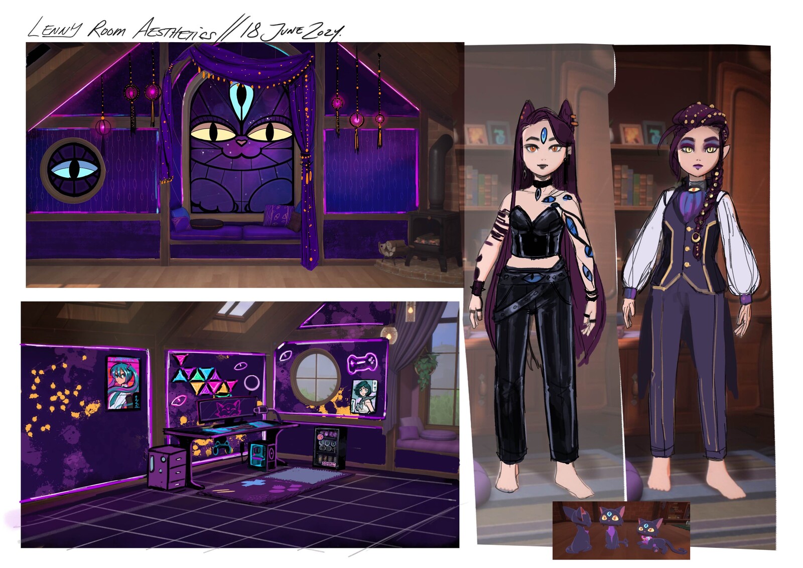 This room and these outfits were based on the Lenny spirit, and I thought a gamer aesthetic would be a good fit for him.