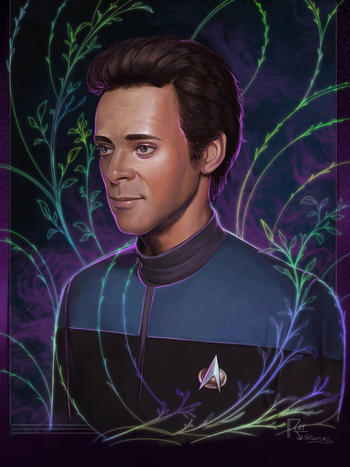 Julian Bashir, from Star Trek. A fanart portrait. 