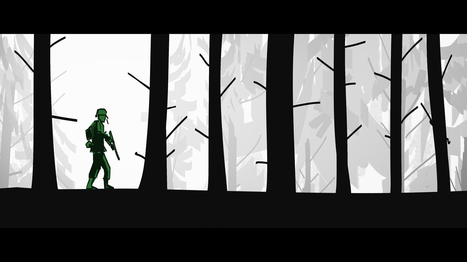 Same idea from the storyboards - the composition was flipped for continuity purposes