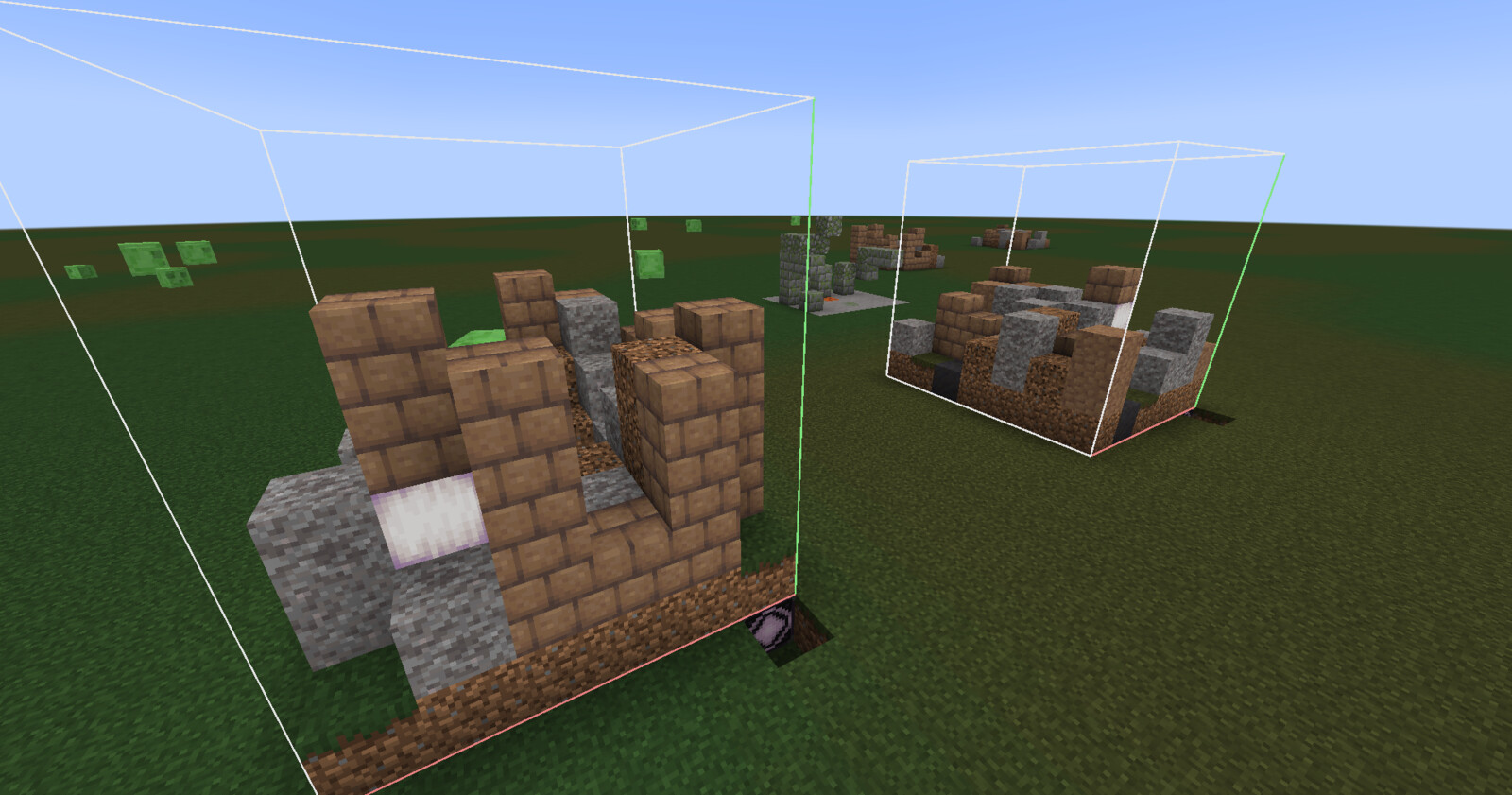 Behind the scenes of me creating the ruin structure with structure blocks.