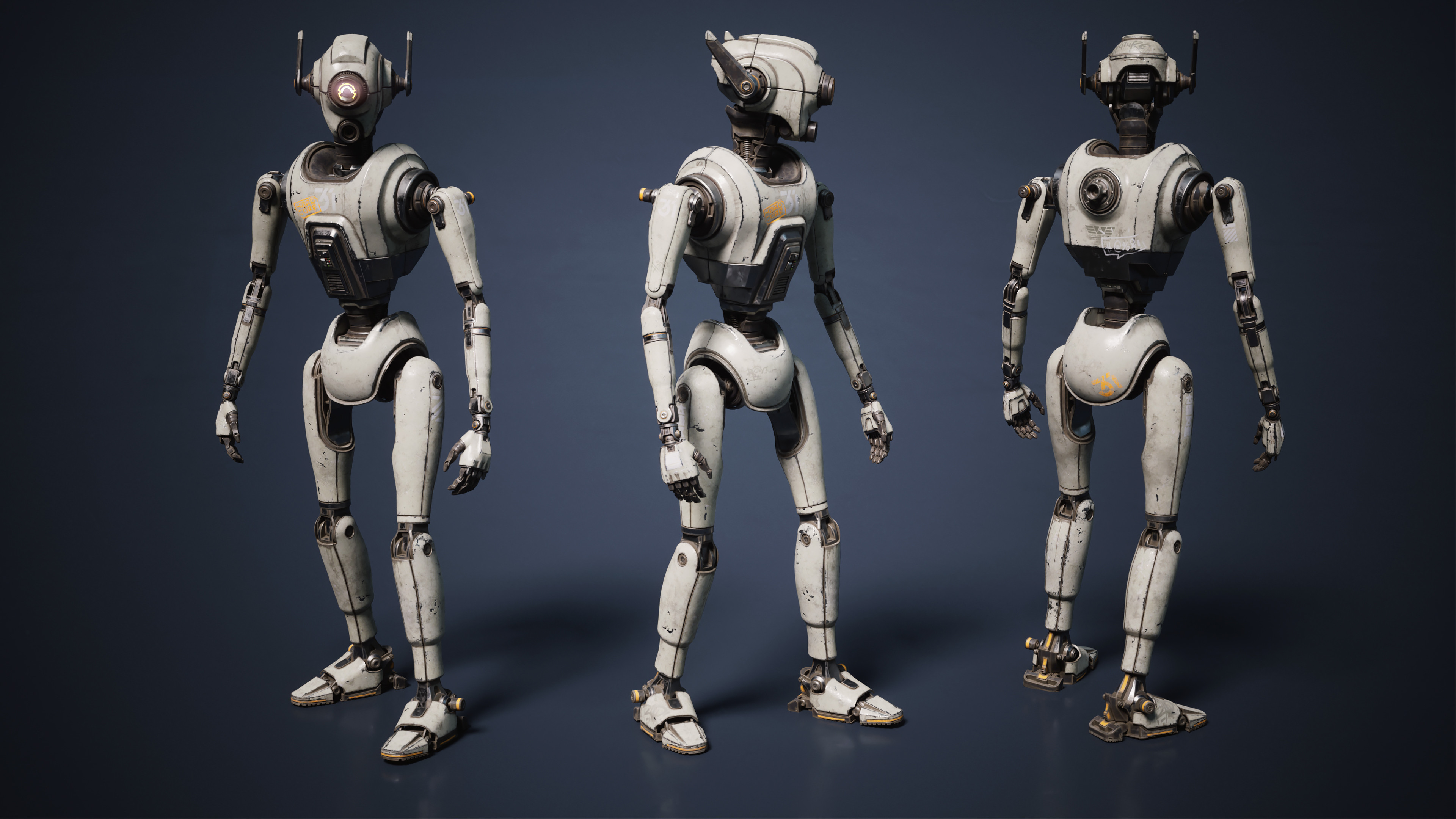 Robot animated, rigged and applied to third-person skeleton 