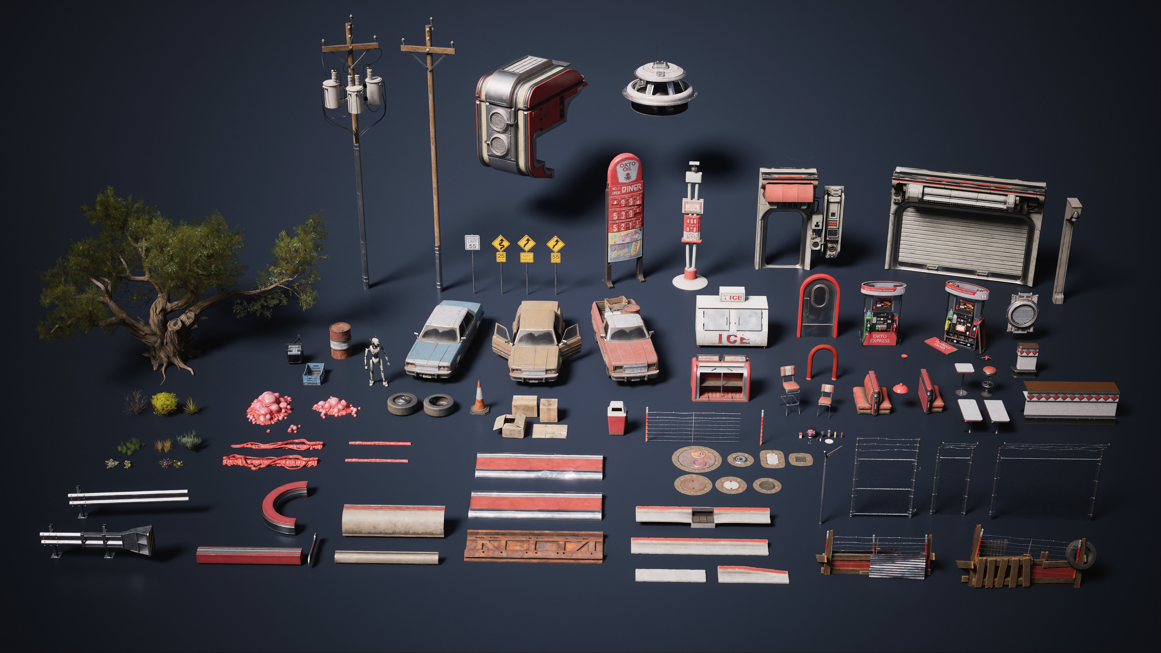 Props made for the interior and exterior