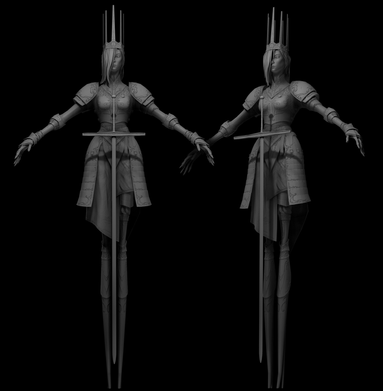 Lowpoly Baked Apose Mesh with Normal Map 