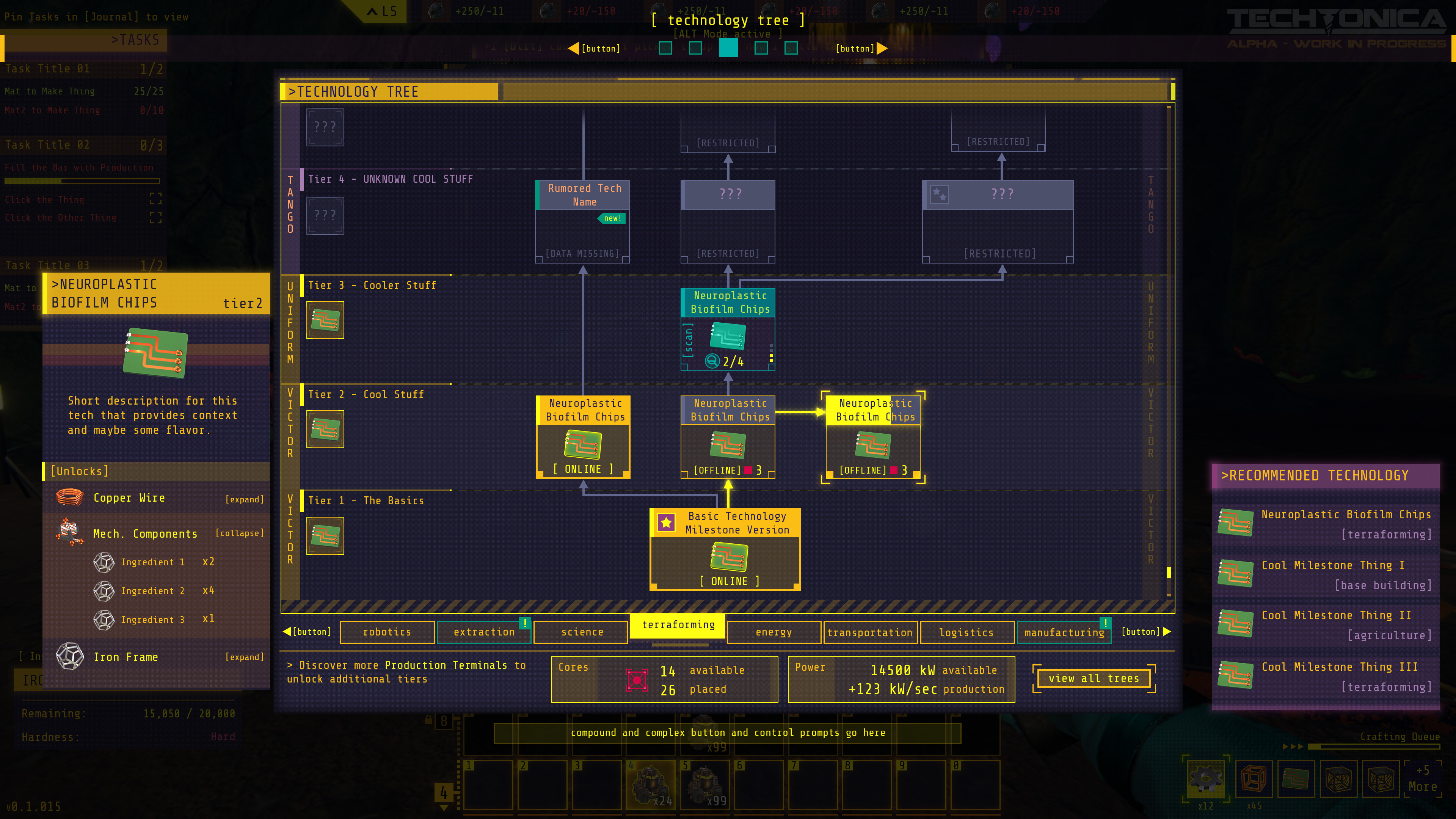 The next version ended up being developed long after I had settled on the visual style for the UI. While the visuals made a huge leap, the foundational elements stayed the same from the early greyboxes.