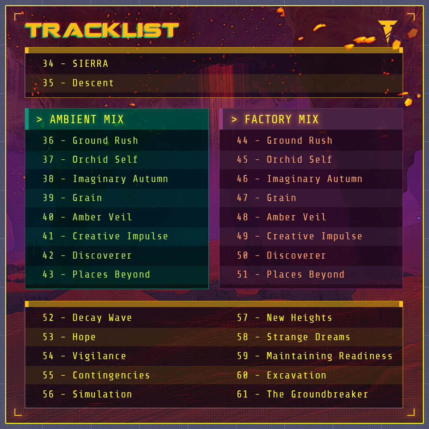 1.0 launch tracklist