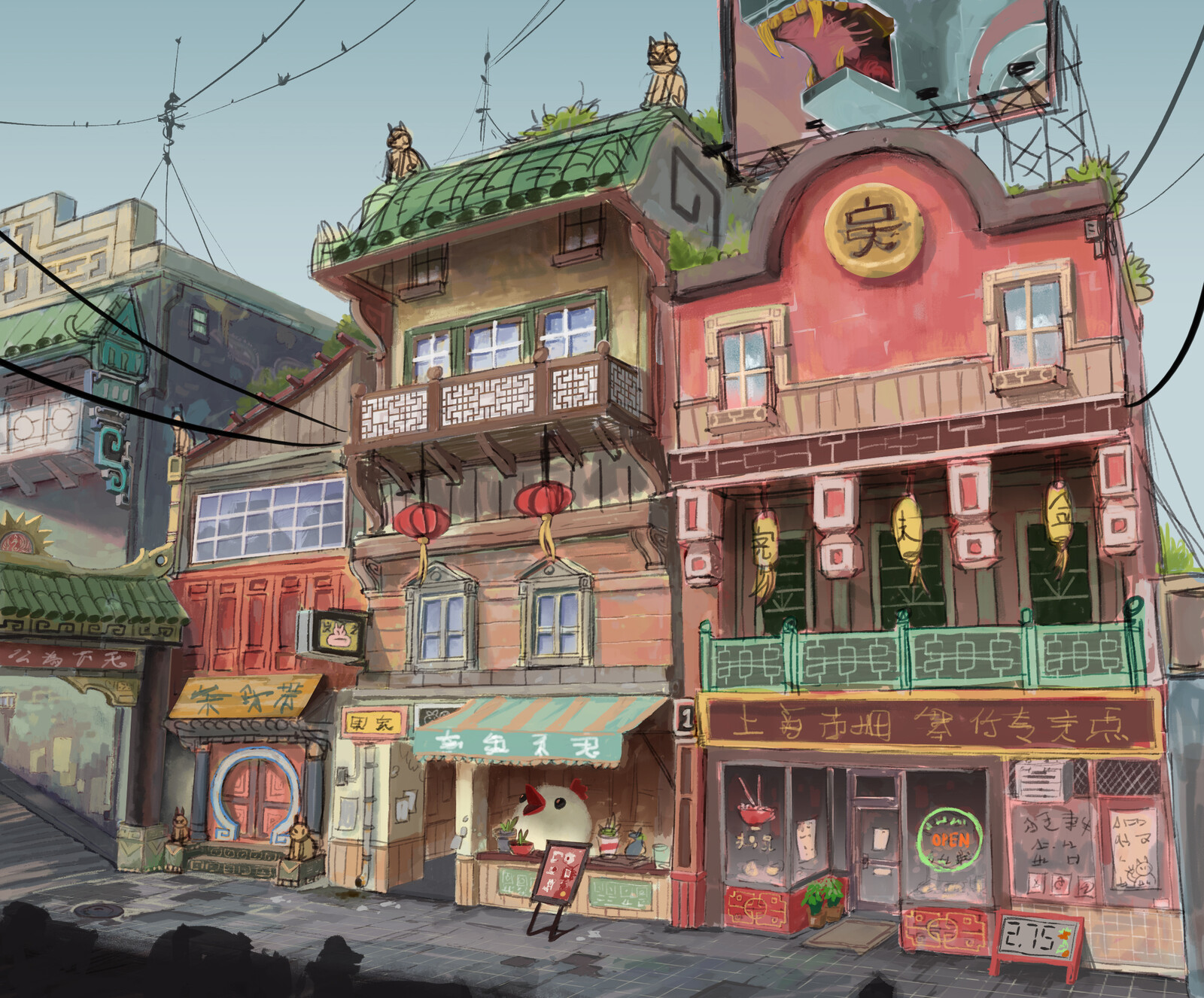 early concept to start getting the style and mood of the city and the different neighbourhoods